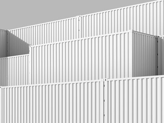 3D Stacked Empty White Shipping Container Mockup Rendering