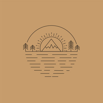 mounten sunrise icon landscape vector
