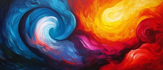 Obraz premium Create a captivating visual exploration of color, where vivid hues blend and contrast in swirling patterns, showcasing the emotional depth and energy that colors can evoke
