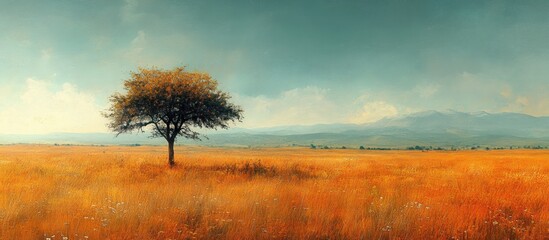 Lone Tree in a Golden Field