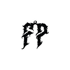 FP monogram logo design letter text name symbol monochrome logotype alphabet character simple logo