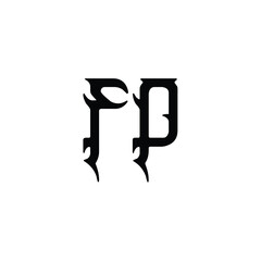 FP monogram logo design letter text name symbol monochrome logotype alphabet character simple logo