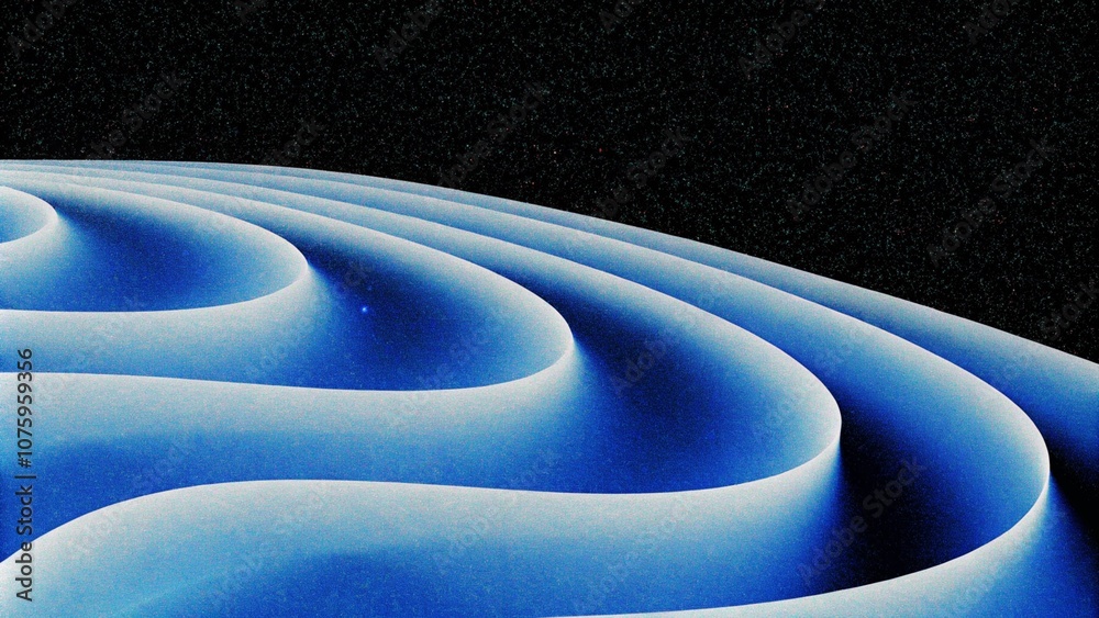 Leinwandbilder Abstract blue wavy gradient background with grain and noise texture for header poster banner backdrop design. Wavy abstract background of gradient of colors soft blue, black and white, 3D waves