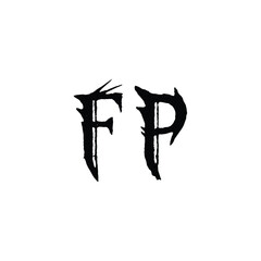 FP monogram logo design letter text name symbol monochrome logotype alphabet character simple logo