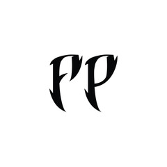 FP monogram logo design letter text name symbol monochrome logotype alphabet character simple logo