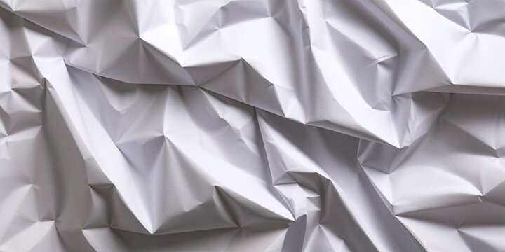Modern White Geometric Texture  A captivating close-up of a white, crinkled, geometric surface with sharp folds and angular patterns
