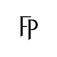 FP monogram logo design letter text name symbol monochrome logotype alphabet character simple logo