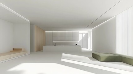 Minimalist Interior Design of a Modern Kitchen and Living Area with Natural Light and Open Space for a Contemporary Lifestyle