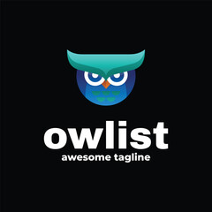 Vector Logo Illustration Owl Gradient Colorful Style