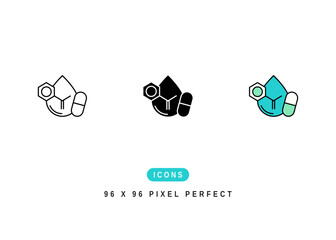 Niacinamide Icon. Nicotinamid Molecule Formula Symbol Stock Illustration. Vector Line Icons For UI Web Design And Presentation