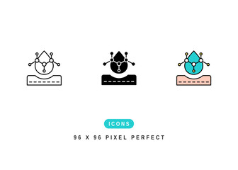 Hyaluronic Acid Icon. Hydrate Water Drop Serum Symbol Stock Illustration. Vector Line Icons For UI Web Design And Presentation