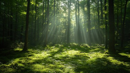 Obraz premium Sunlight Streaming Through Forest