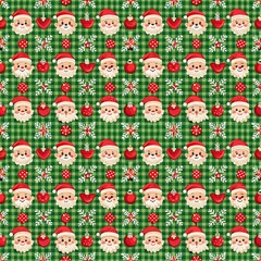 A seamless Christmas-themed plaid pattern featuring traditional red, green, and white stripes with a festive, cozy vibe. Perfect for holiday designs like wrapping paper, home decor, and textiles.