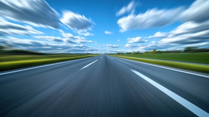 Naklejka premium Highway to Freedom - A Stunning View of a Straight Road