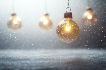 Soft-focus golden fairy lights against a white background, delicate bokeh effect, ample top copyspace, luxurious and magical holiday feel