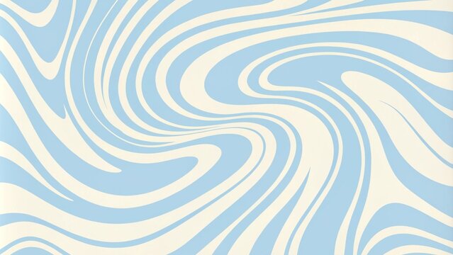 Abstract horizontal background with colorful waves. Horizontal background with blue waves in style retro 60s, 70s. Trendy minimal wavy design in pastel colors. Colorful marble for the cover, backdrop