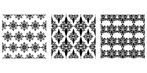 collection of black geometric floral ornament patterns