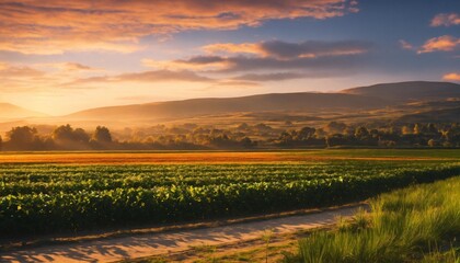 Obraz premium sunset over the field