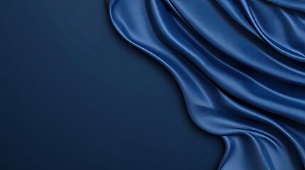 Elegant Deep Blue Satin Fabric Flowing Smoothly, Highlighting Texture and Softness, Perfect for Luxury Backgrounds or Stylish Design Concepts