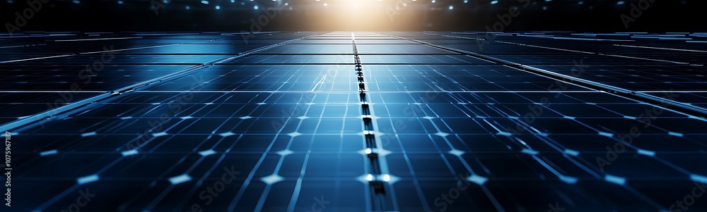 Poster a futuristic digital landscape with glowing lines and a bright light source, suggesting advanced tec