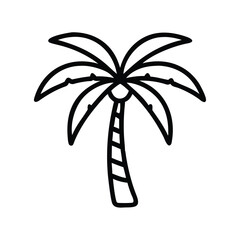 Silhouette of palm trees icon, Vector illustration of two palm trees in black silhouette style, representing tropical scenery, beach, and vacation themes.
