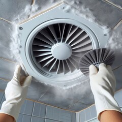 Clean exhaust fan Remove dust from bathroom ventilation
