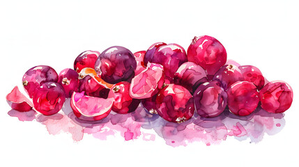 Cranberry pieces of fruit Watercolor