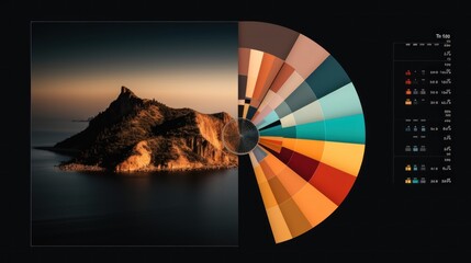 Island at Sunset with Color Palette