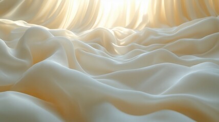 Obraz premium Soft Creamy Draped Fabric Background Abstract Texture Light and Shadow