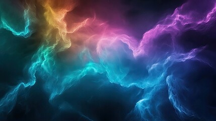 Colorful Abstract Cosmic Background with Fluid Patterns, Dreamy Hues of Blue, Purple, Pink and Yellow, Ideal for Fantasy Art, Science, and Digital Design Projects