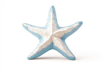 Fototapeta premium A low polygon style starfish, isolate on white background, featuring geometric shapes and clean lines.