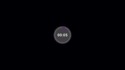 two minutes circle countdown timer animation on black background, 2 minutes countdown, 2 minute circle countdown, animated 0 to 2 minutes.