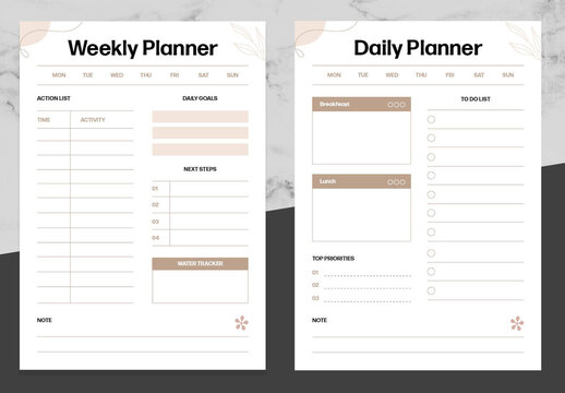 Brown and Beige Weekly Planner