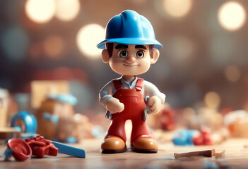 toy management cartoon 3d employment character national site construction illustration engineer occupation card industry builder day design profession company inspector may style industrial  