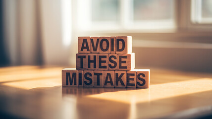 Wooden blocks with words 'Avoid These Mistakes'.
