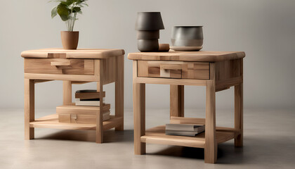 furniture empty stylish set various contemporary background classic wood solid modern minimalist brown object side interior