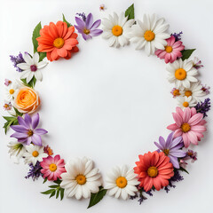 Obraz premium Flowers Circle Border Copy Space Area