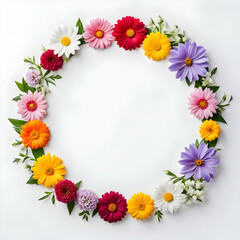 Flowers Circle Border Copy Space Area