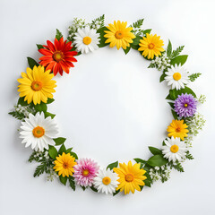 Flowers Circle Border Copy Space Area