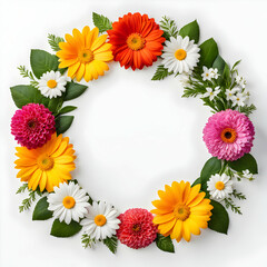 Flowers Circle Border Copy Space Area