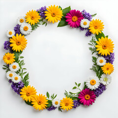 Obraz premium Flowers Circle Border Copy Space Area