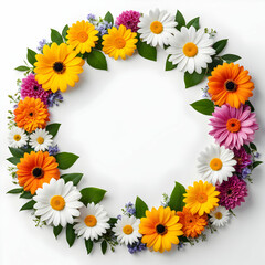 Obraz premium Flowers Circle Border Copy Space Area