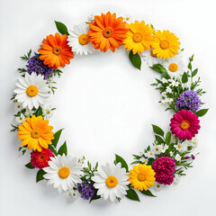 Flowers Circle Border Copy Space Area