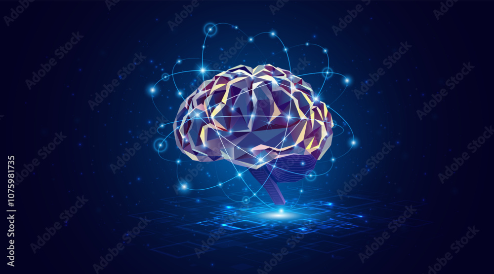 Leinwandbilder Artificial neural network or artificial intelligence brain. Digital brain science for future learning. modern technology innovation concept background	