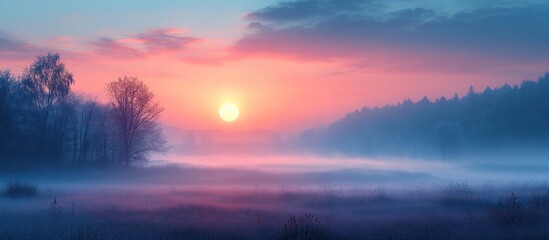 Fototapeta premium Misty Sunrise Landscape