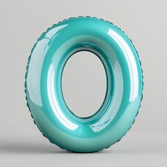 3D Rendered Glossy Turquoise Inflated Uppercase O with Smooth Rounded Curves and Premium Lighting