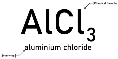 Aluminium chloride chemical formula and synonyms with callout titles