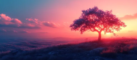 Tableau sur plexiglas  Silhouetted Tree at Sunset  © gudangPIXEL
