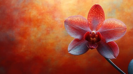 Orchid Flower on Orange Background