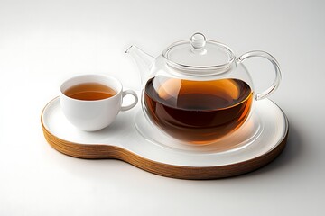 Fototapeta premium Teapot and teacup with black tea